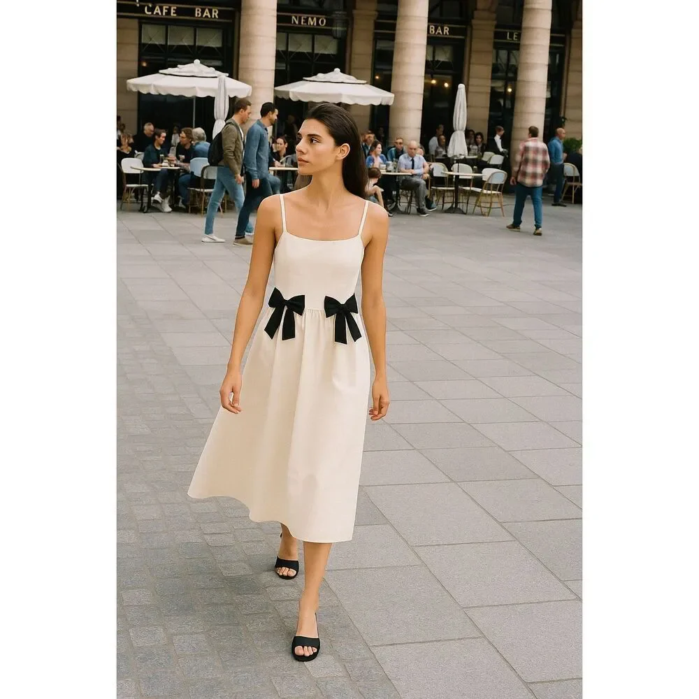 Ciao Lucia Neroni Midi Dress in Cream Vintage Inspired size S Preloved - Picture 1 of 5
